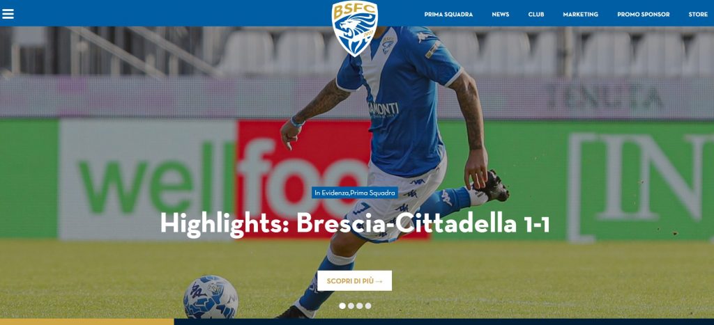 Home page sito Brescia Calcio