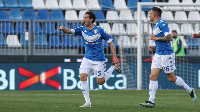 Sport Calcio Serie B Stadio Mario Rigamonti Brescia Pordenone nella foto Andrea Cistana esulta dopo il gol 02/04/2021 nicoli@newreporter