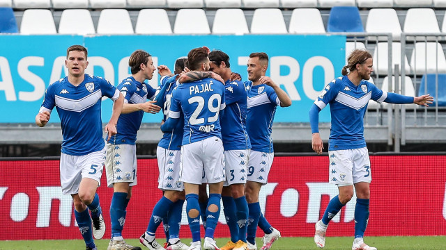 Sport Calcio Serie B Stadio Mario Rigamonti Brescia Spal nella foto Filip Jagiello esulta dopo il gol 1/05/2021 nicoli@newreporter