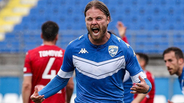 Sport Calcio Serie B Stadio Mario Rigamonti Brescia Spal nella foto Birkir Bjarnason esulta dopo il gol 1/05/2021 nicoli@newreporter