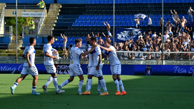 Photo LiveMedia/Gabriele Masotti
Pisa, Italy, August 06, 2022, Italian football Coppa Italia match
AC Pisa vs Brescia Calcio
Image shows:
Players of Brescia celebrate after the 1-1
LiveMedia - World Copyright