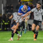 Gennaro Borrelli (Brescia) is fouled by Ales Mateju (Spezia) during Spezia Calcio vs Brescia Calcio, Italian soccer Serie B match in La Spezia, Italy, March 28 2025