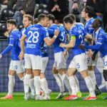 Gennaro Borrelli (Brescia) celebrates with teammates after scoring the 0-1 goal during Spezia Calcio vs Brescia Calcio, Italian soccer Serie B match in La Spezia, Italy, March 28 2025