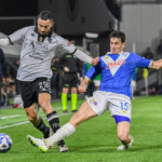 Francesco D'Assisi Cassata (Spezia) thwarted by Andrea Cistana (Brescia) during Spezia Calcio vs Brescia Calcio, Italian soccer Serie B match in La Spezia, Italy, March 28 2025