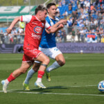 during the Italian Serie B soccer championship football match between Brescia Calcio FC and Mantova 1911 at Mario Rigamonti Stadium on April 5, 2025, Brixia, Italy.