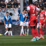 Gennaro Borrelli of Brescia Calcio FC celebrates after scores a goal during the Italian Serie B soccer championship football match between Brescia Calcio FC and Mantova 1911 at Mario Rigamonti Stadium on April 5, 2025, Brixia, Italy.