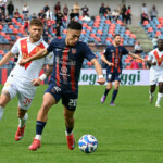Baldovino Cimino (Cosenza) against Michele Besaggio (Brescia) during Cosenza Calcio vs Brescia Calcio, Italian soccer Serie B match in Cosenza, Italy, April 12 2025