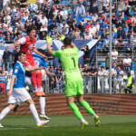 Antonio Fiori of Mantova 1911 during the Italian Serie B soccer championship football match between Brescia Calcio FC and Mantova 1911 at Mario Rigamonti Stadium on April 5, 2025, Brixia, Italy.