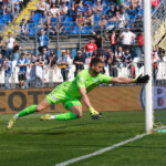 Luca Lezzerini of Brescia Calcio FC during the Italian Serie B soccer championship football match between Brescia Calcio FC and Mantova 1911 at Mario Rigamonti Stadium on April 5, 2025, Brixia, Italy.