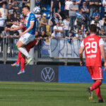 Gabriele Moncini of Brescia Calcio FC during the Italian Serie B soccer championship football match between Brescia Calcio FC and Mantova 1911 at Mario Rigamonti Stadium on April 5, 2025, Brixia, Italy.