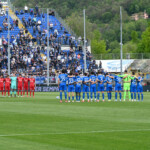 the minute of silence in memory of the pope during Brescia Calcio vs AC Pisa, Italian soccer Serie B match in Brescia, Italy, April 25 2025