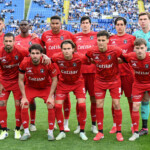 Pisa line-up during Brescia Calcio vs AC Pisa, Italian soccer Serie B match in Brescia, Italy, April 25 2025