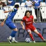 Matteo Tramoni (Pisa) in action during Brescia Calcio vs AC Pisa, Italian soccer Serie B match in Brescia, Italy, April 25 2025