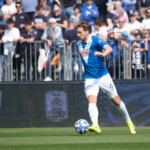 Matthias Verreth of Brescia Calcio FC carries the ball during the Italian Serie B soccer championship football match between Brescia Calcio FC and Mantova 1911 at Mario Rigamonti Stadium on April 5, 2025, Brixia, Italy.